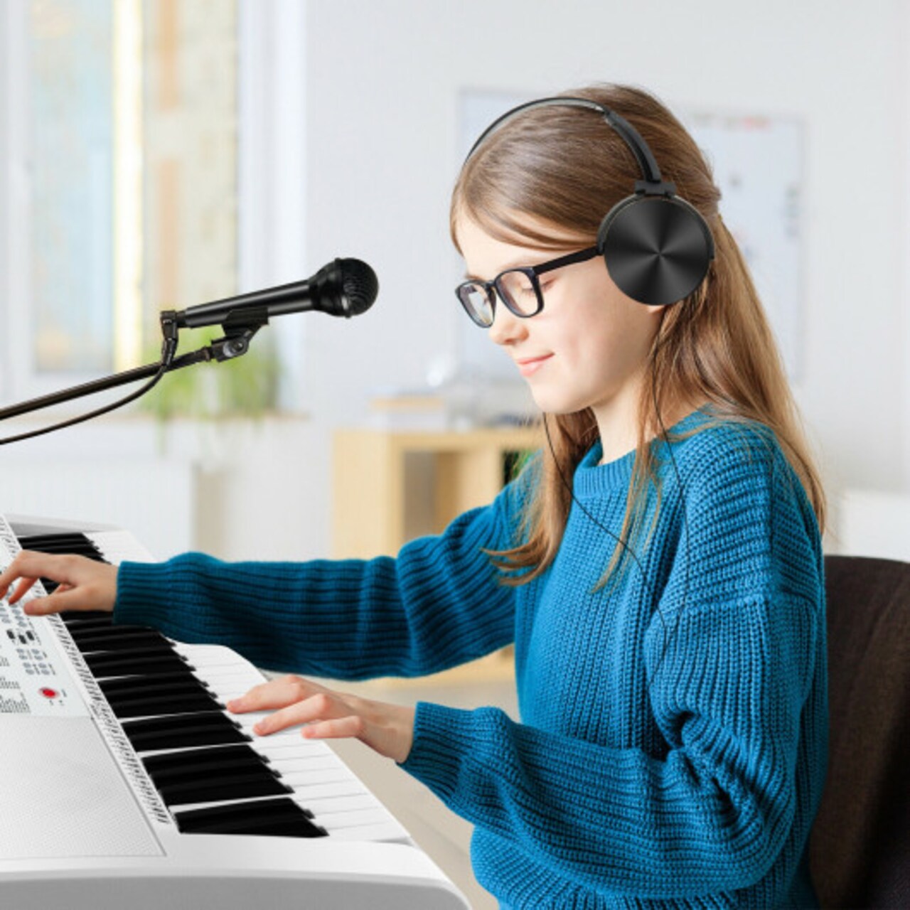 61-Key Portable Multi-functional Electronic Piano Keyboard with 2 Power Supply Modes